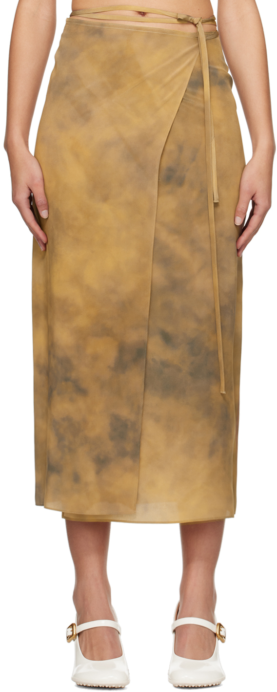 Бежевая юбка-миди с запахом Sportmax женская юбка 2022 модная бежевая комбинированная юбка