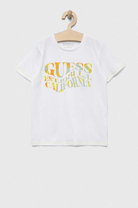 

Детская хлопковая футболка Guess, белый