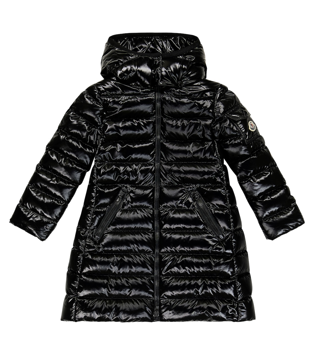 Стеганое пальто мока Moncler Enfant, черный пуховое пальто kamile moncler enfant черный
