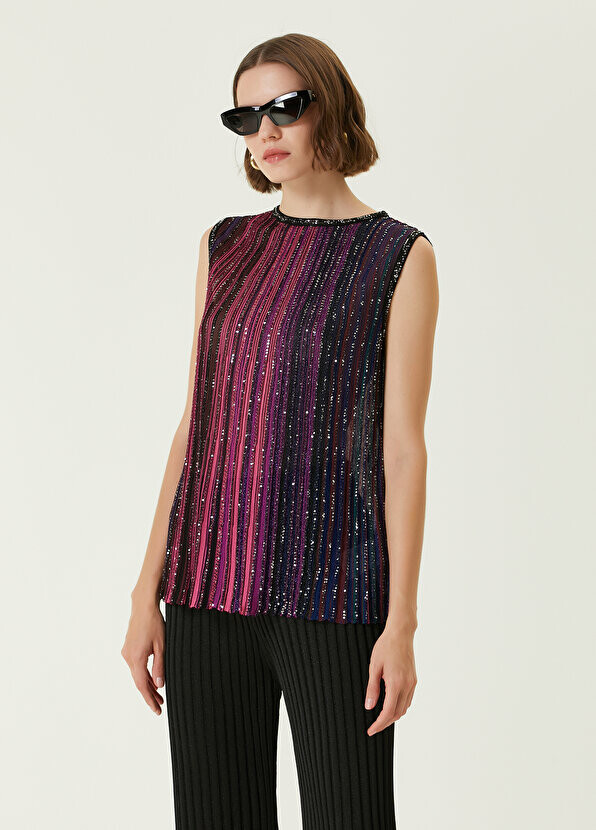 

Розовая блузка с круглым вырезом с вышивкой Missoni