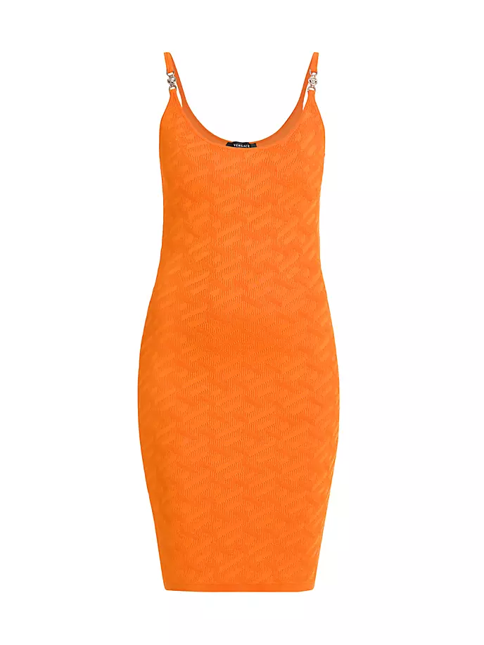 

Трикотажное мини-платье Greca Signature Versace, цвет acid marigold