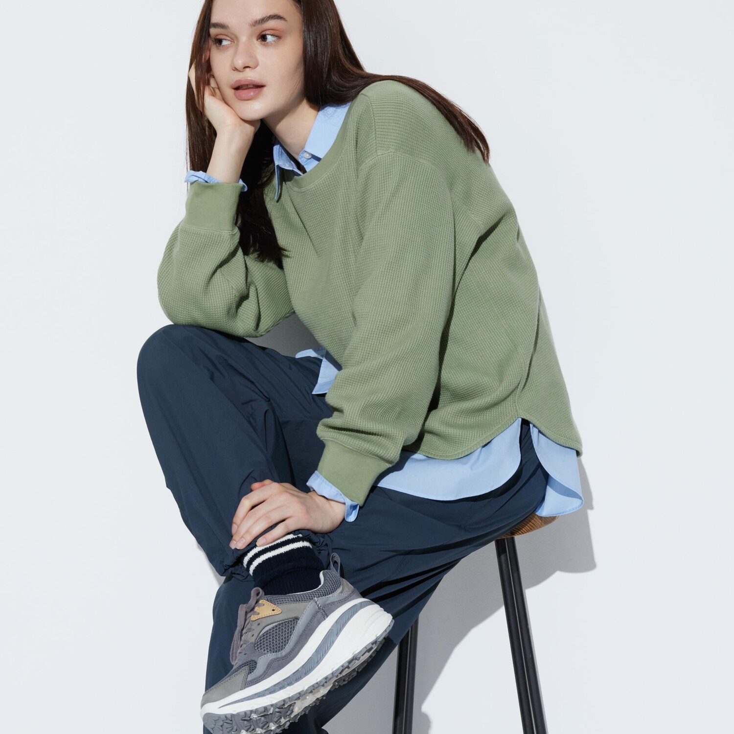 

Футболка вафельная Uniqlo с круглым вырезом, зеленый