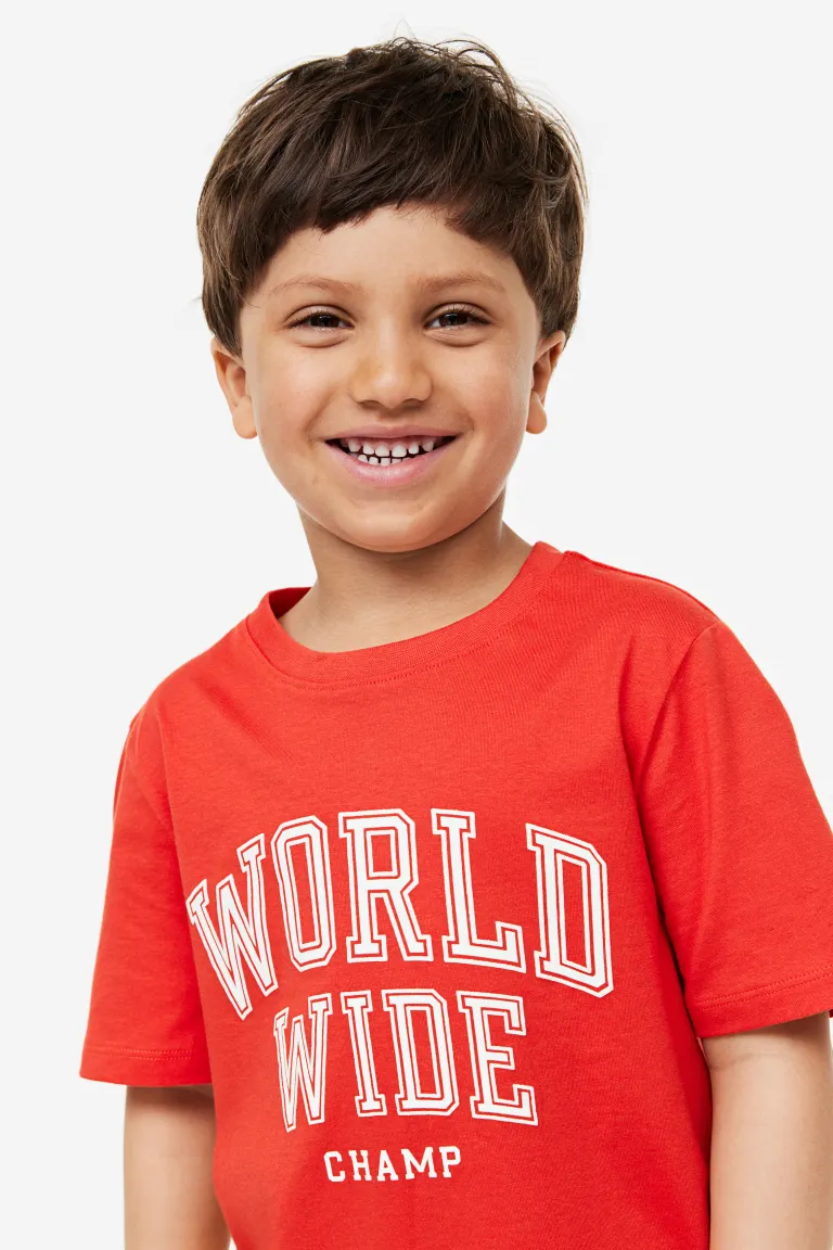 

Хлопковая футболка H&M, красный