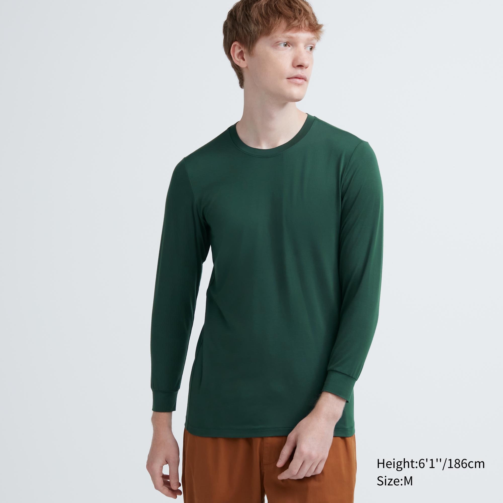 

Термотоп Uniqlo Heattech с круглым вырезом и длинными рукавами, темно-зеленый