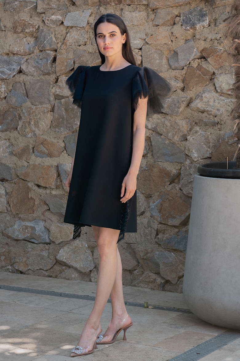 платье с воздушной спиной concept a trois черный Платье с расклешенными рукавами из тюля Concept A Trois, черный