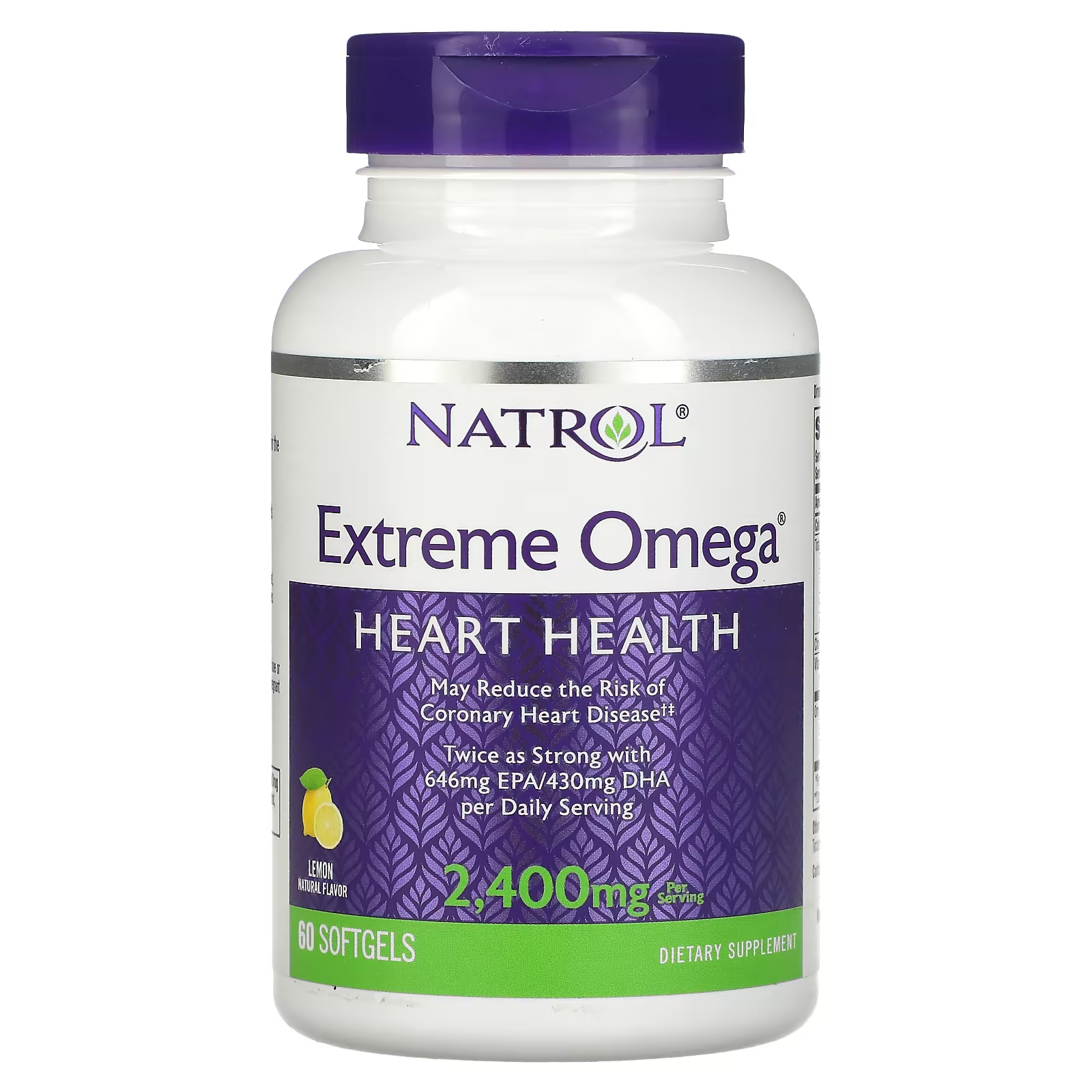 Пищевая добавка Natrol Extreme Omega Lemon 2400 мг, 60 мягких таблеток