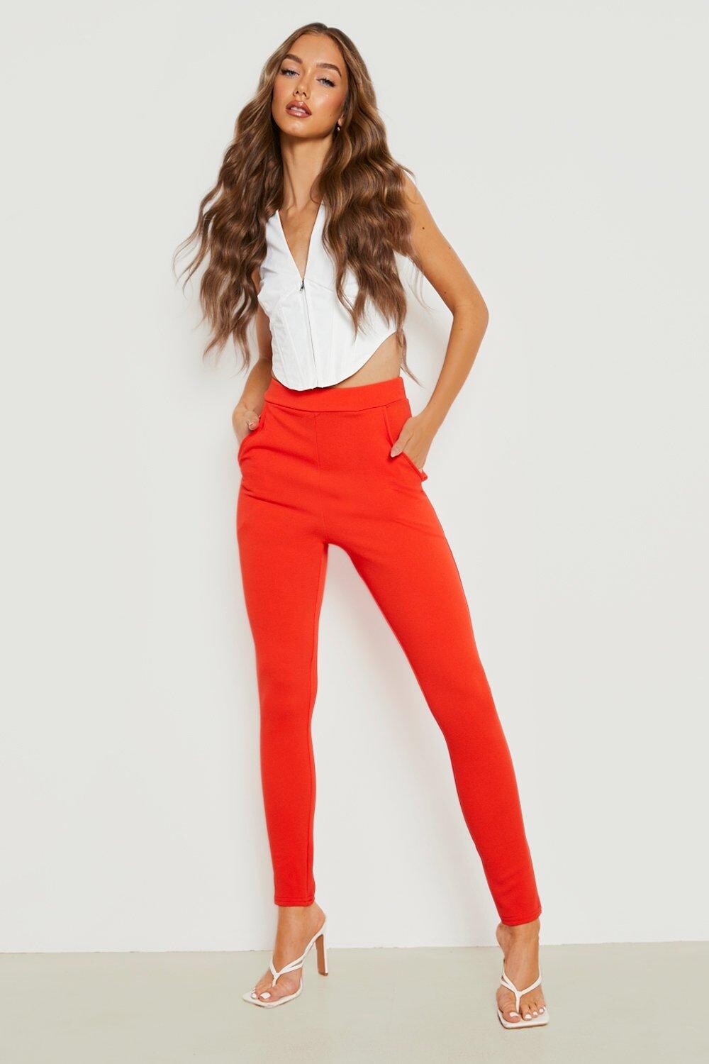 

Брюки из крепа узкие basics с высокой посадкой Boohoo, оранжевый
