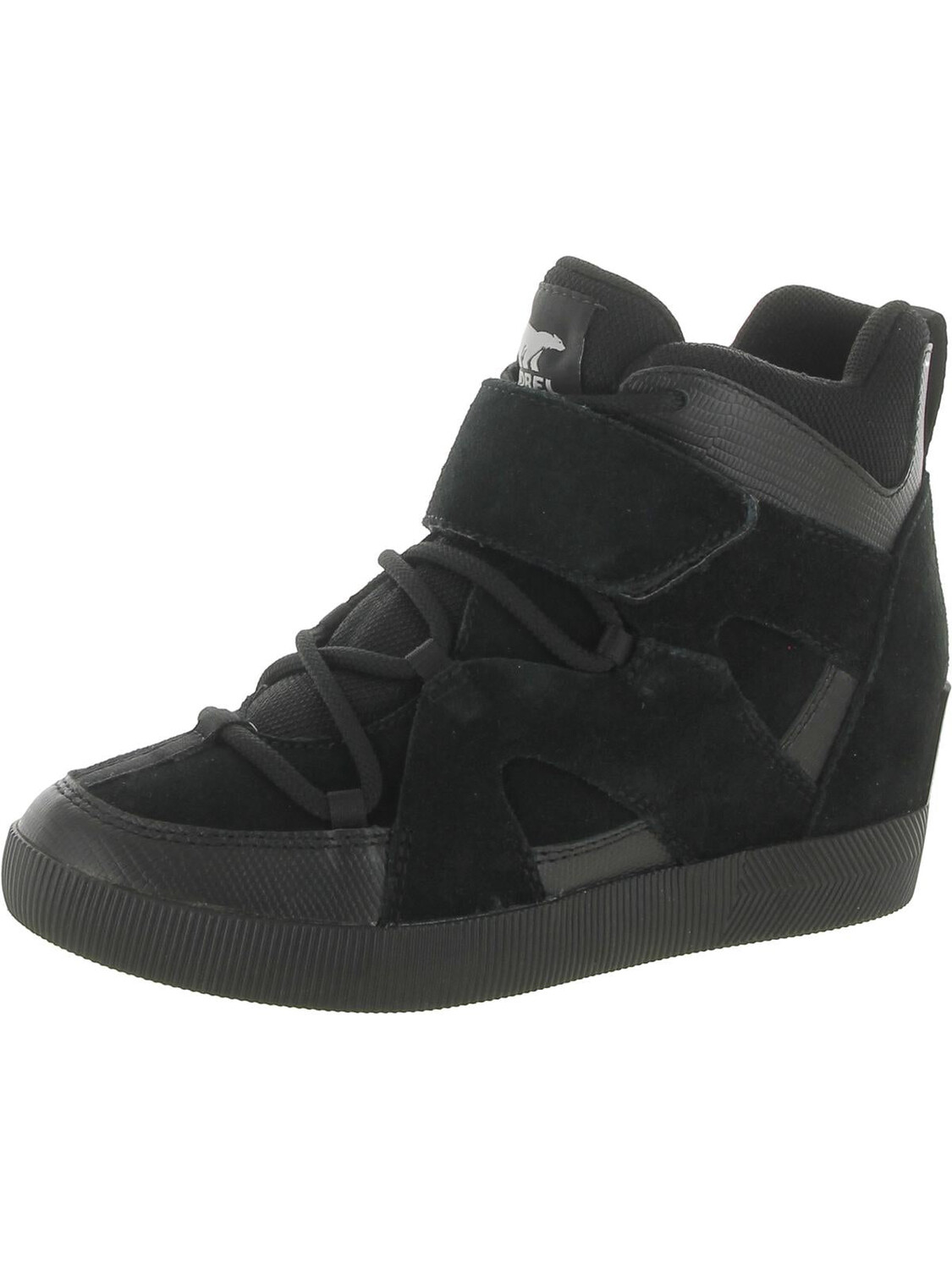 

Out N About Женские замшевые ботильоны на танкетке Sorel, цвет Black/Sea Salt
