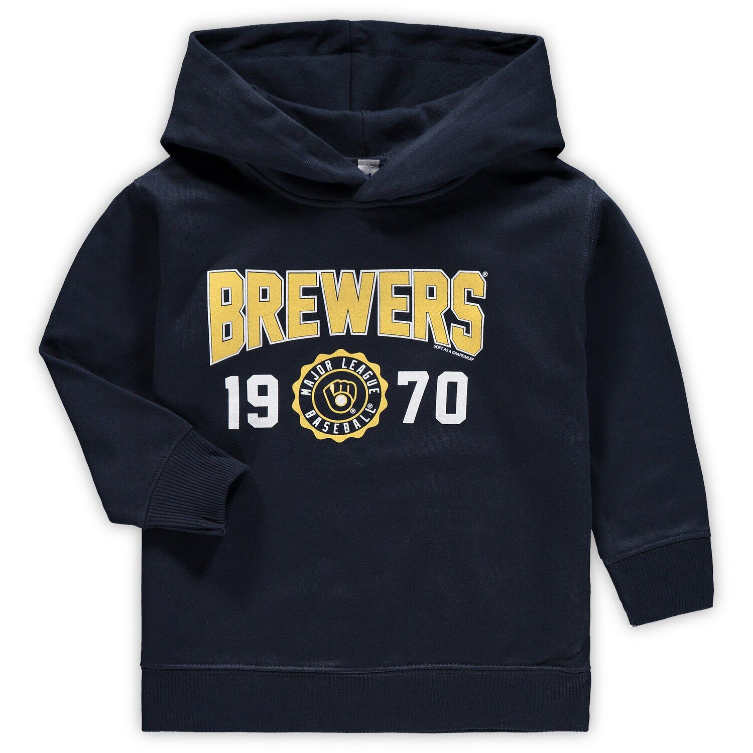 

Темно-синий пуловер с капюшоном и надписью Milwaukee Brewers Toddler Soft as a Grape Unbranded