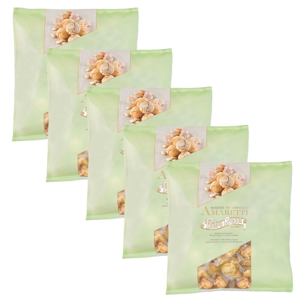 

Pietro Rossi Soft Amaretti 750г в упаковке 5 шт. | круглая мягкая итальянская выпечка из Италии в индивидуальной упаковке | амаретти морбиди Amaretti Virgina S.R.L.