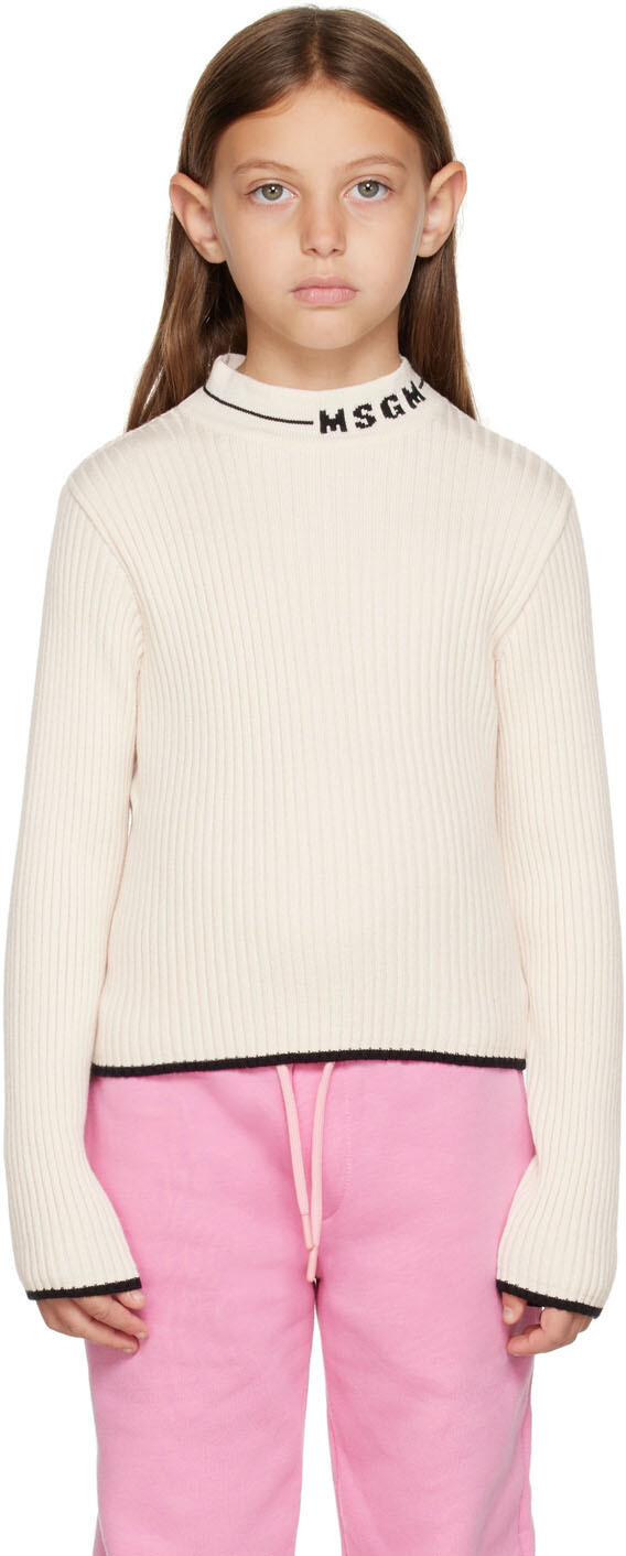 

MSGM Kids Детский кремовый свитер с логотипом