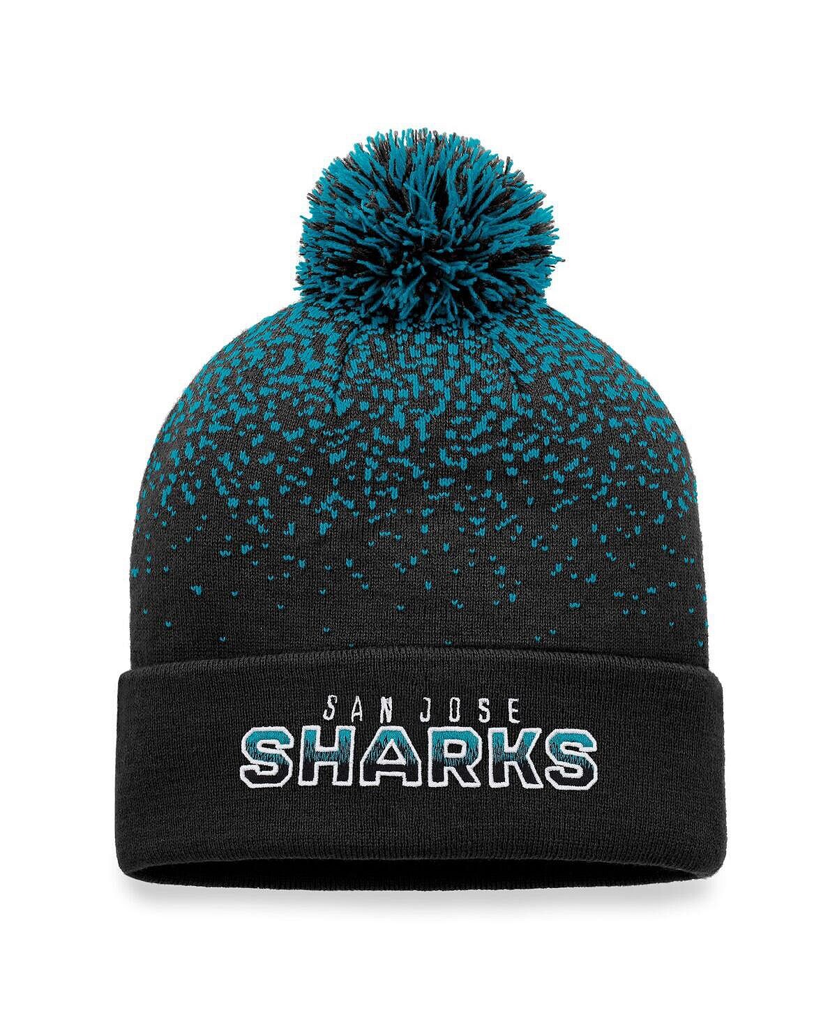 

Мужская фирменная черная вязаная шапка San Jose Sharks Iconic с градиентными манжетами и помпоном Fanatics