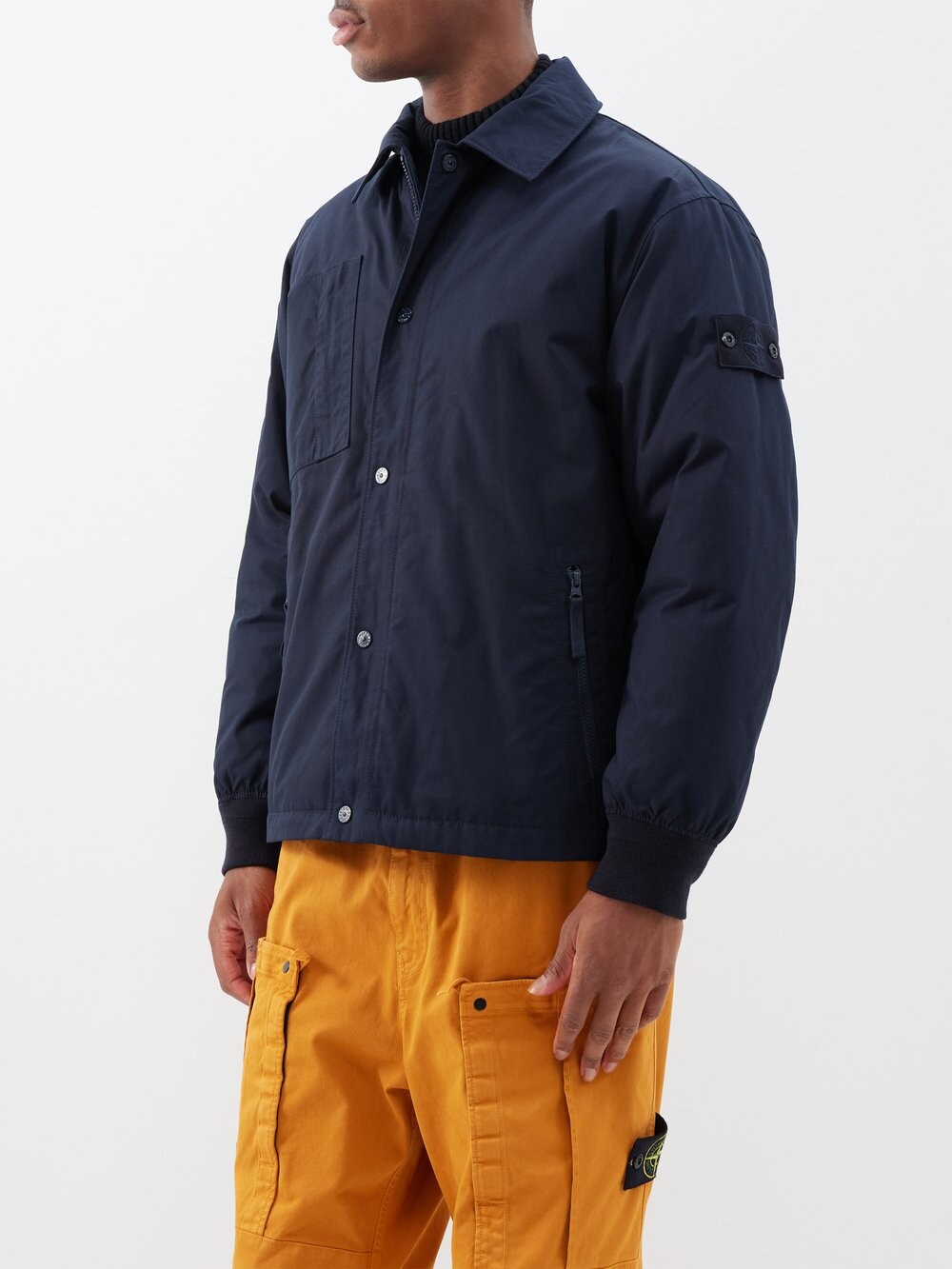 

Хлопковый пуховик ghost, окрашенный в готовом виде Stone Island, синий