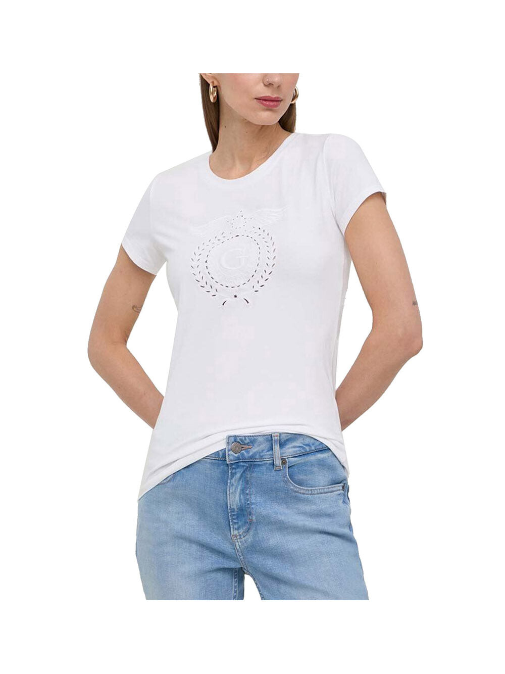 

Белая женская футболка Guess