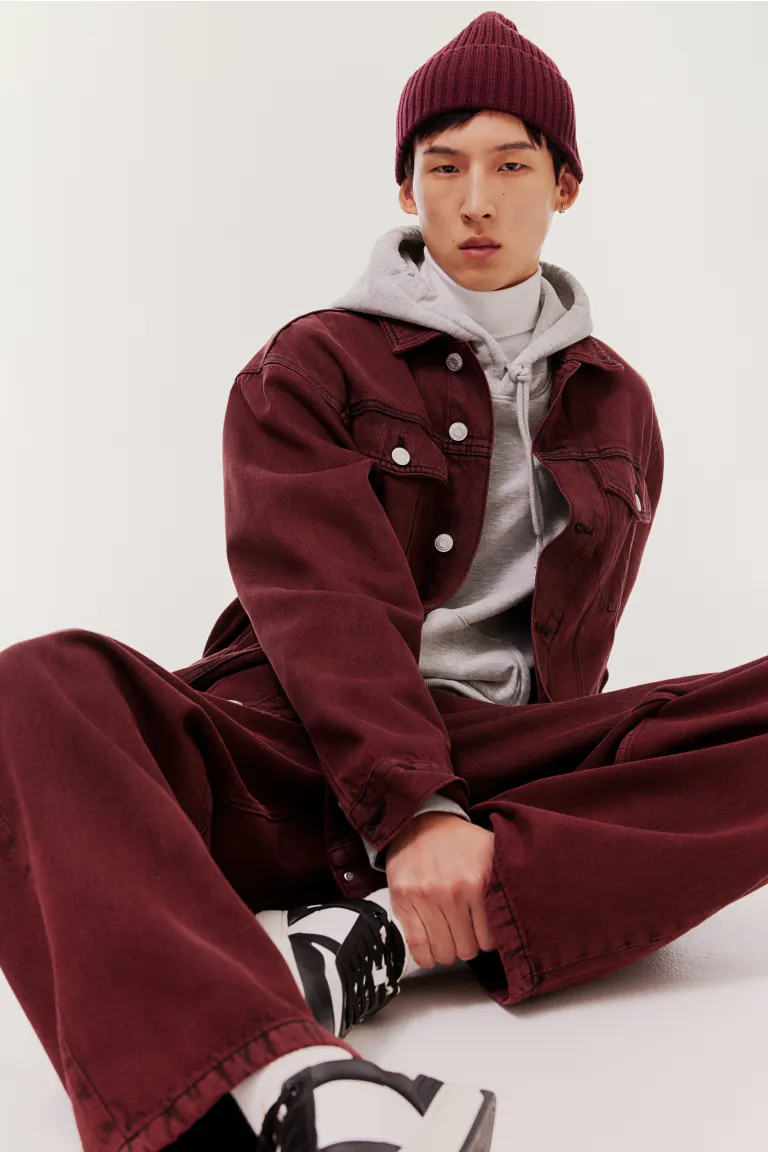 

Шапка с эластичной вязкой H&M, бордовый
