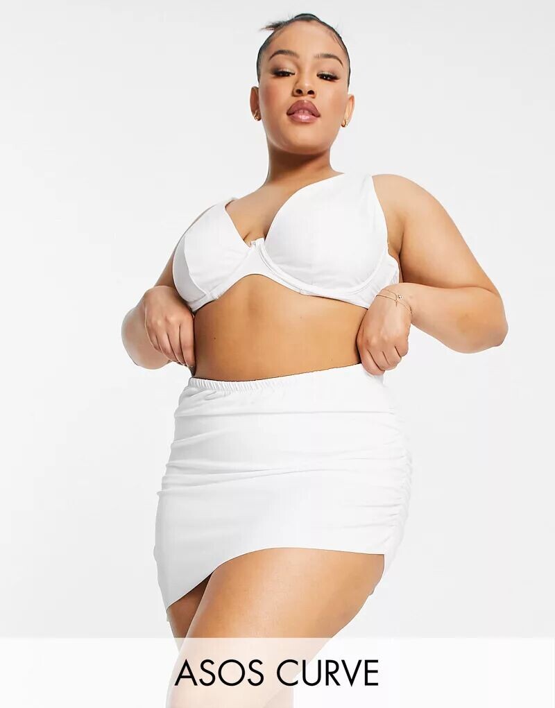 

Белые плавки бикини с юбкой ASOS DESIGN Curve