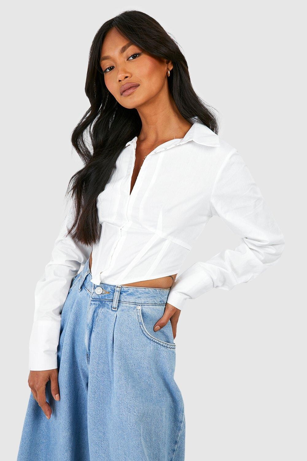 

Рубашка в корсетном тиле Boohoo, белый