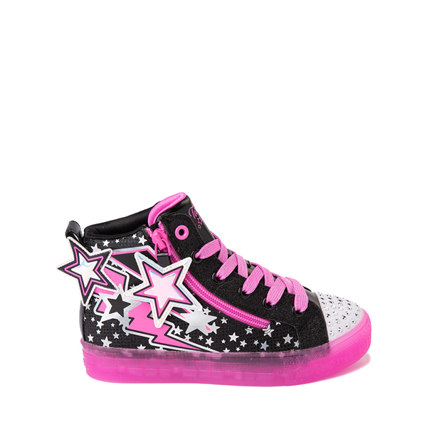 цена Кроссовки Skechers Twinkle Toes Shuffle Brights Electric Star — Little Kid, черный/розовый