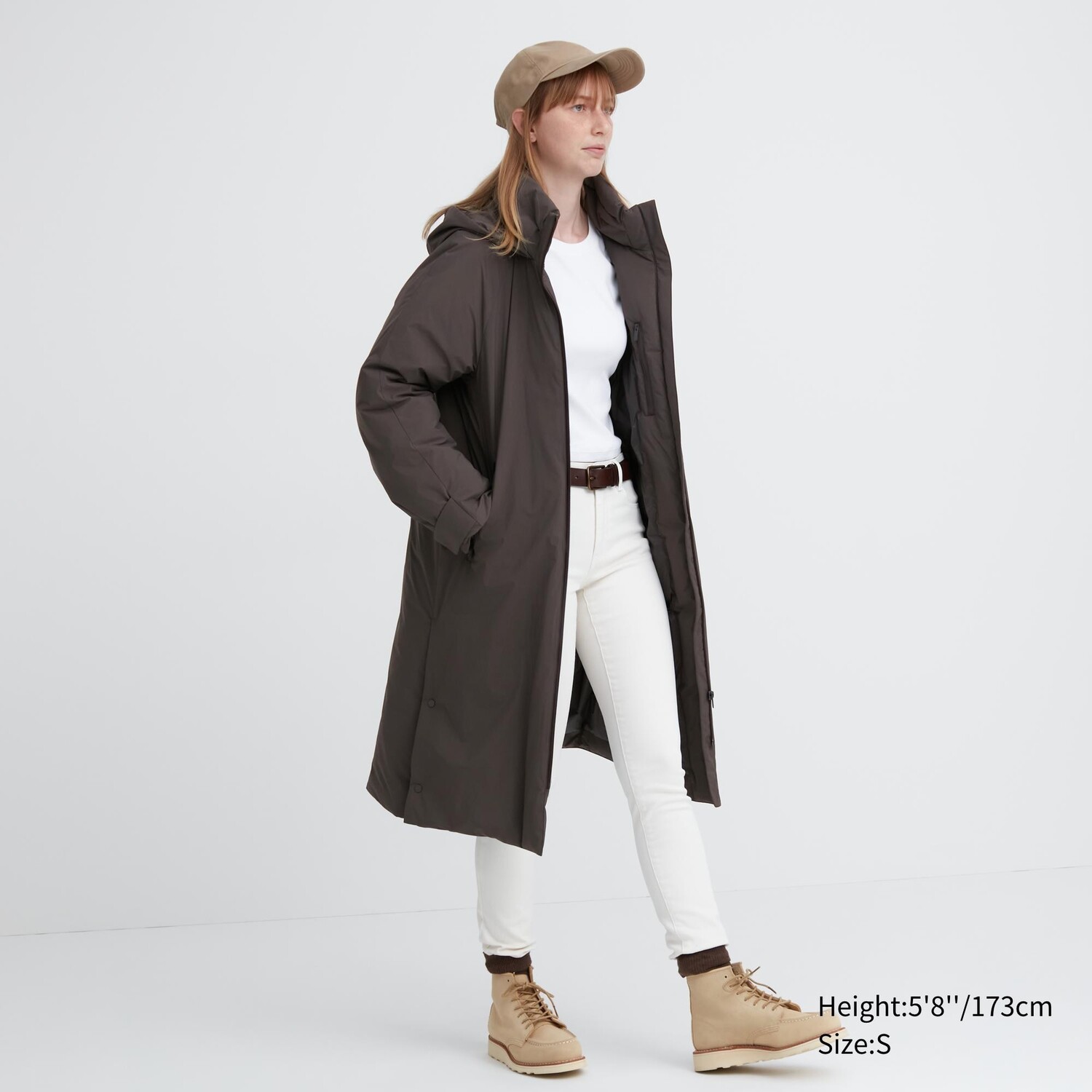 

Ультратеплое длинное пальто на гибридном пуху Uniqlo, коричневый