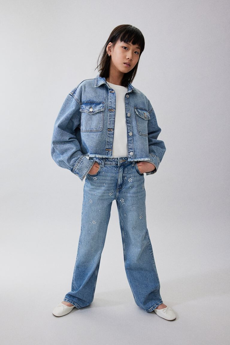 

Джинсы мешковатого кроя с коротким кроем H&M, синий