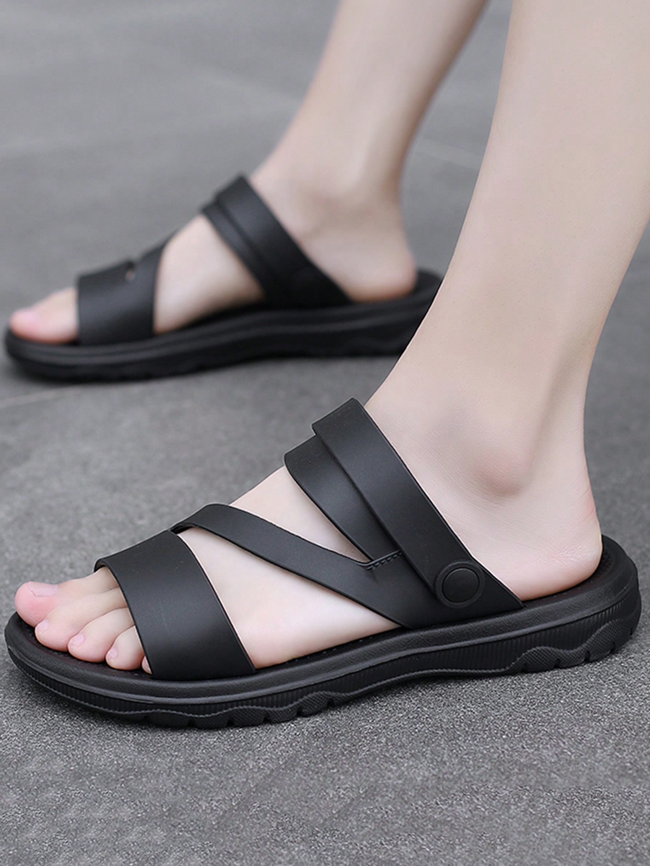 Повседневные и модные износостойкие, черный летние мужские сандалии модные черный
