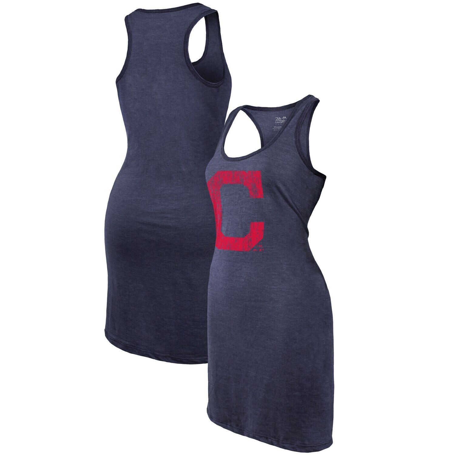 

Женское темно-синее платье Majestic Threaded Cleveland Indians с гоночной спиной и три-смесью Majestic