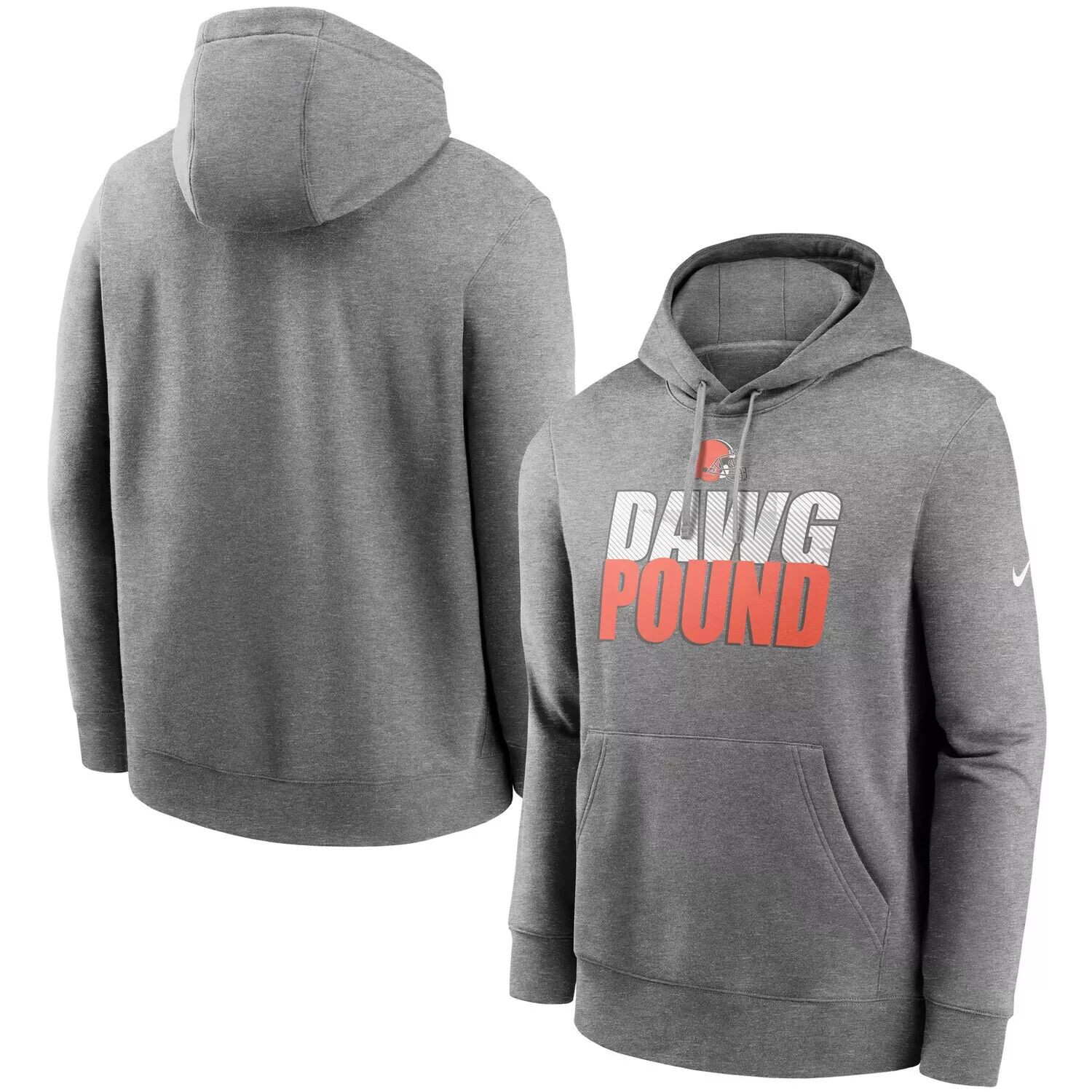 

Мужской пуловер с капюшоном Nike Heathered Grey Cleveland Browns Fan Gear Local Club