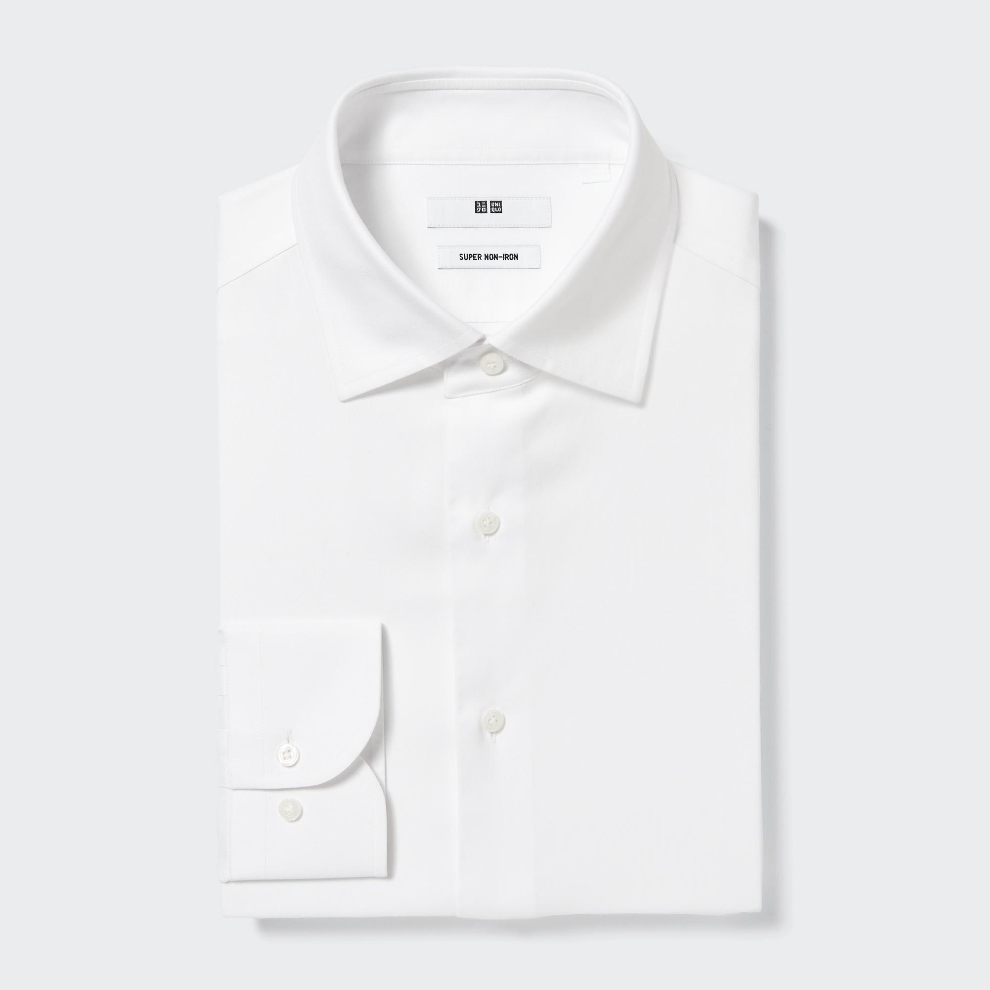 Рубашка UNIQLO Non-iron стандартного кроя, белый рубашка zara non iron stretch белый