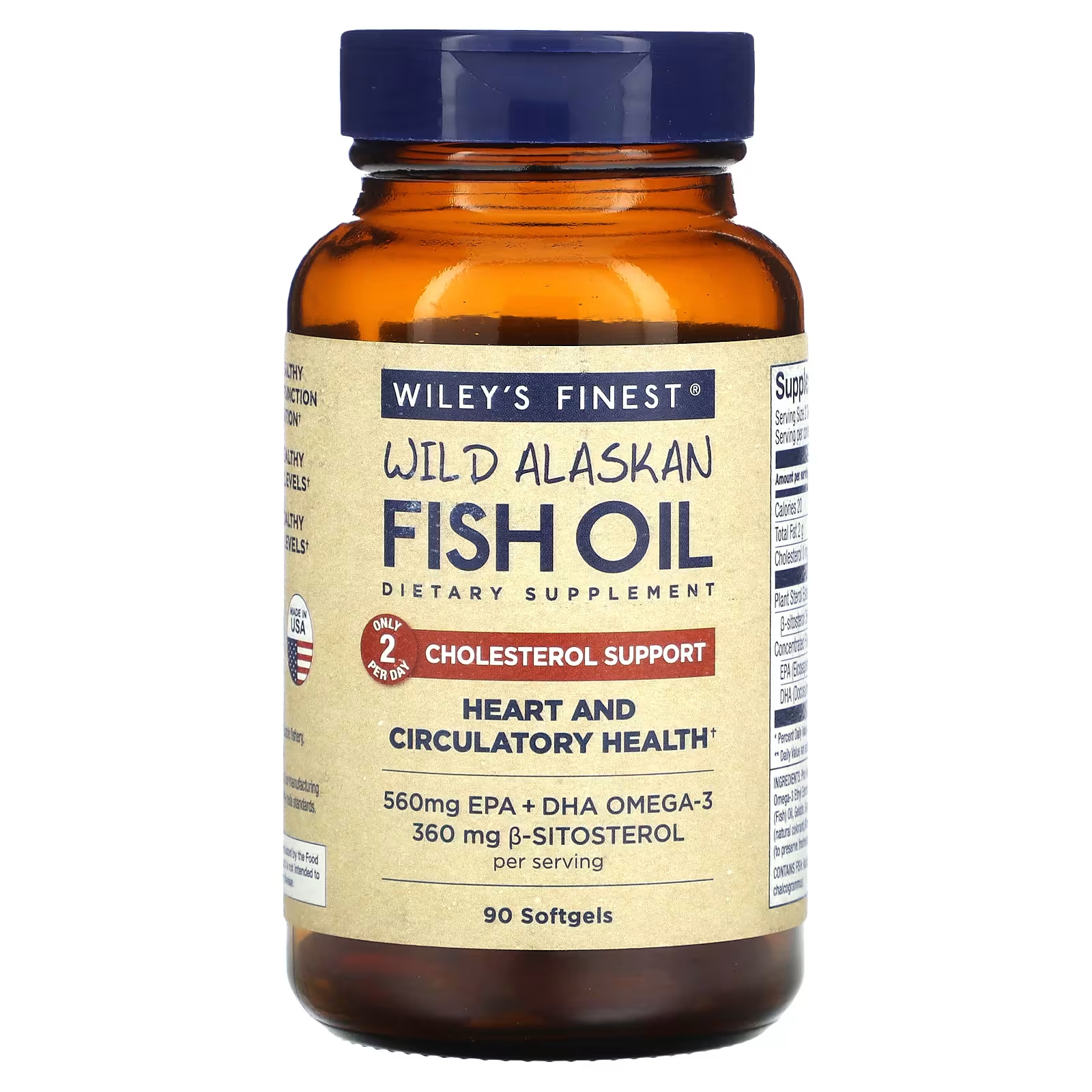 Поддержка уровня холестерина в рыбьем жире из дикой рыбы Аляски, 90 мягких таблеток Wiley's Finest wiley s finest жир дикой аляскинской рыбы 60 мягких таблеток