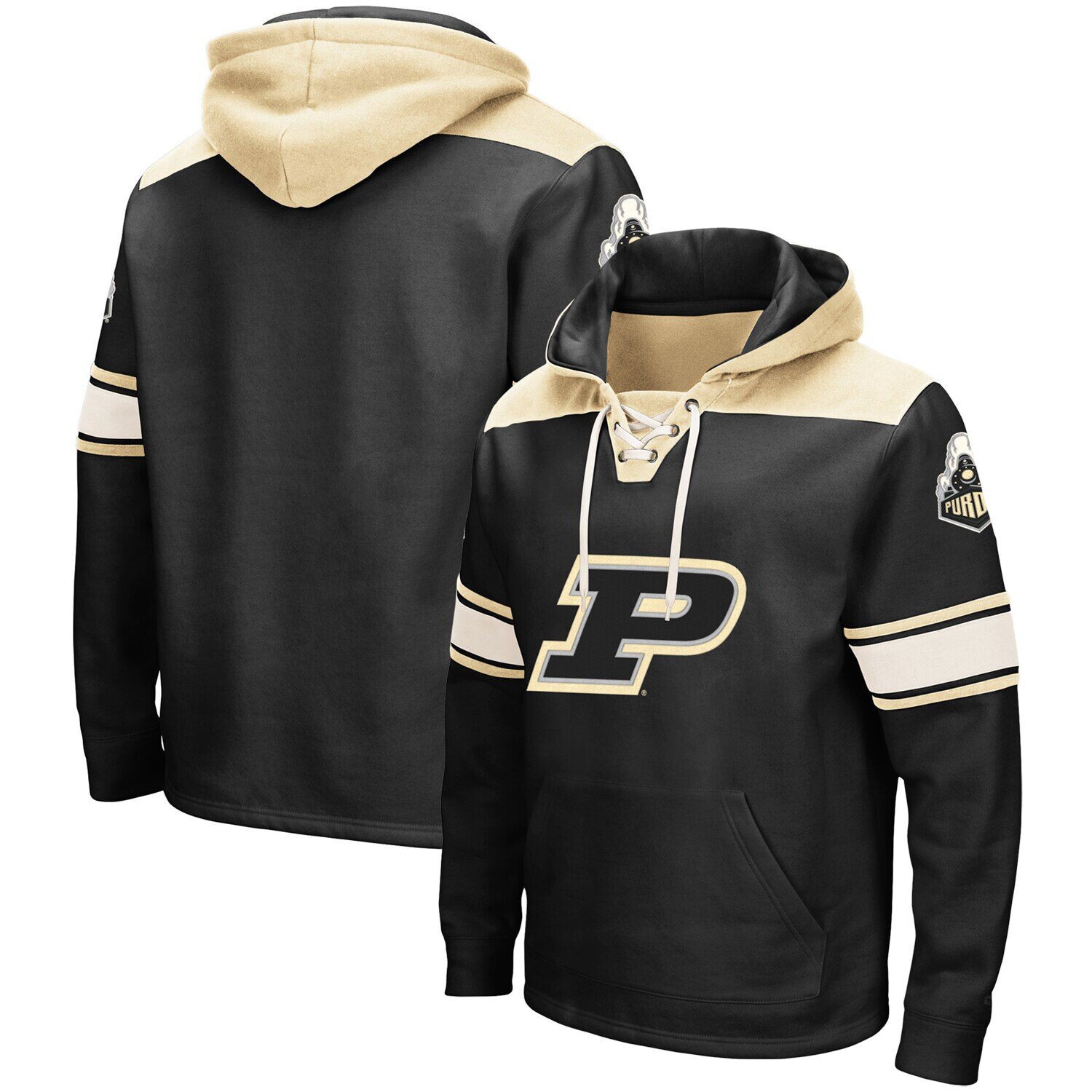 

Мужской черный пуловер с капюшоном Purdue Boilermakers 2.0 на шнуровке Colosseum