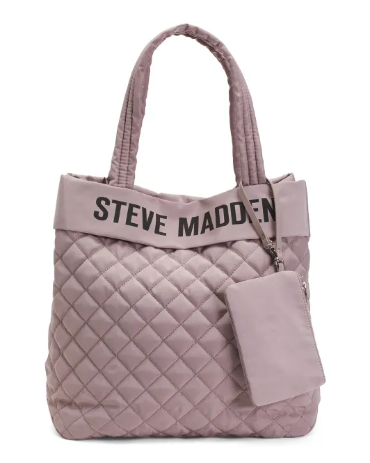 

Стеганая сумка-тоут с мешочком Steve Madden, цвет Shroom