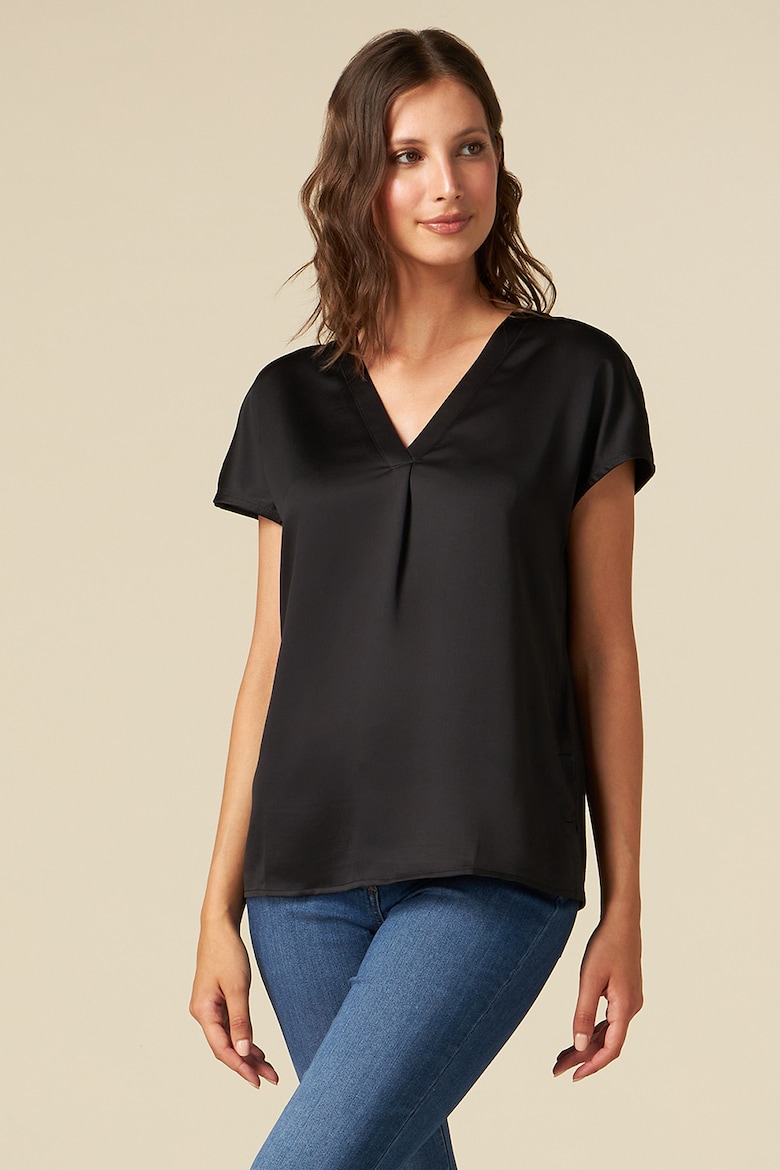 Атласная блузка с короткими рукавами Oltre, черный