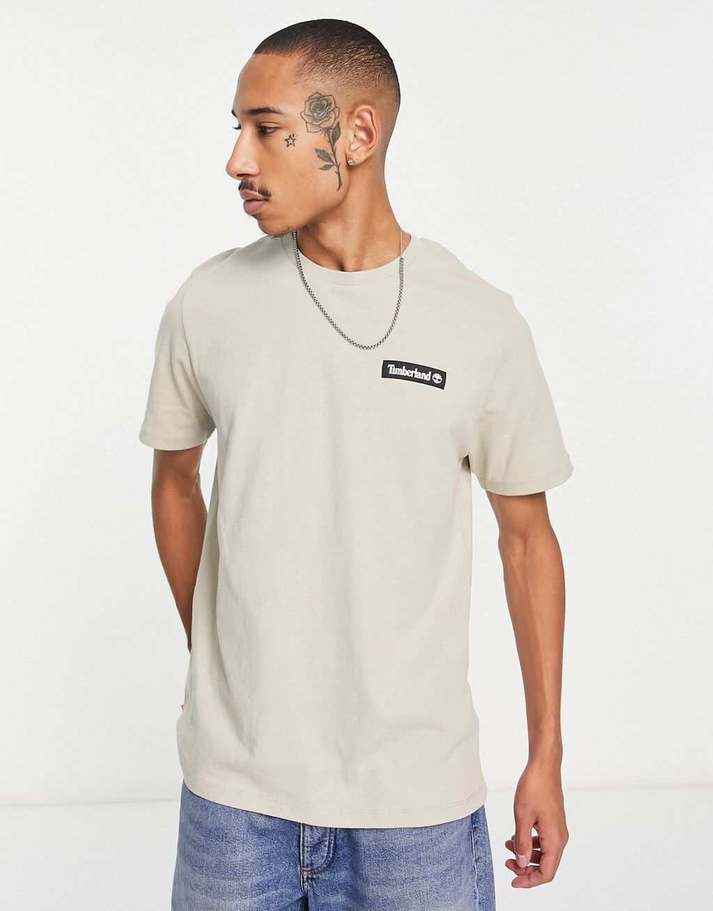 

Бежевая футболка с тканым значком Timberland Heavy Weight, Бежевый