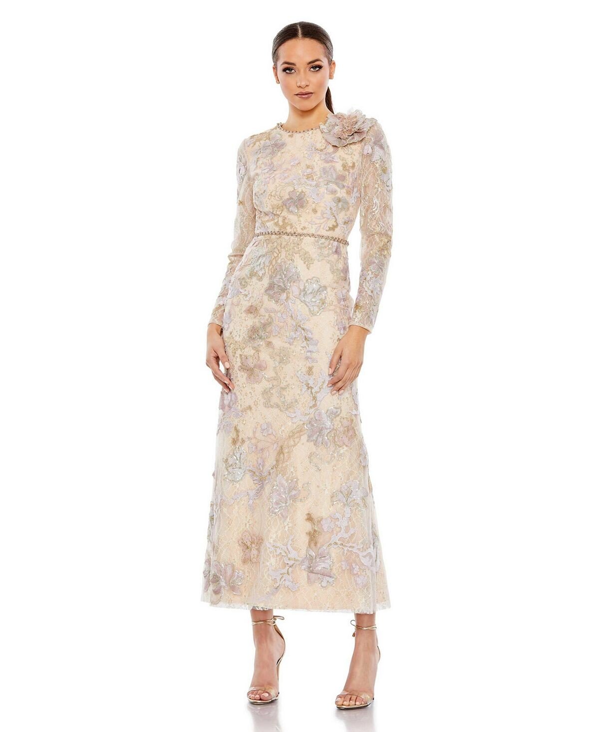 

Женское украшенное платье с высоким воротником и длинными рукавами MAC DUGGAL