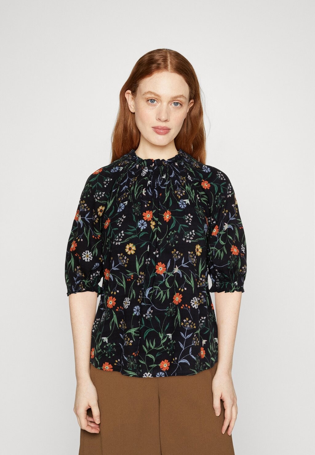 

Блузка Marks & Spencer с рукавами-фонариками, темно-синий/мультиколор