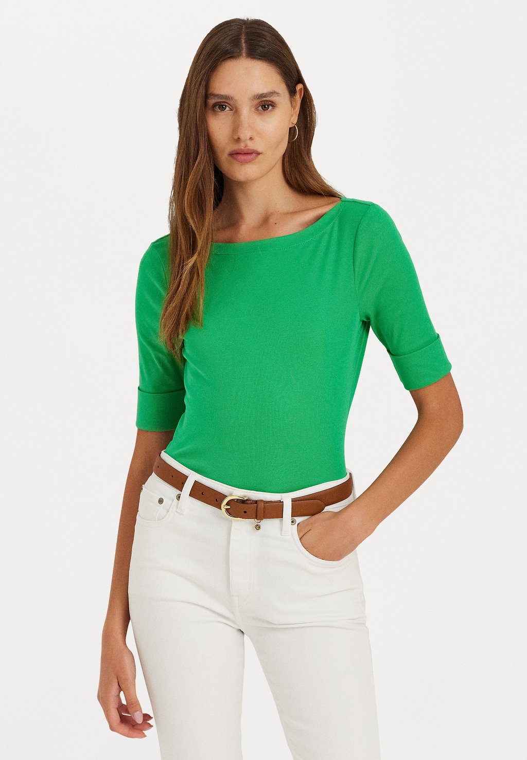Базовая футболка Judy Elbow Sleeve Lauren Ralph Lauren, цвет green topaz