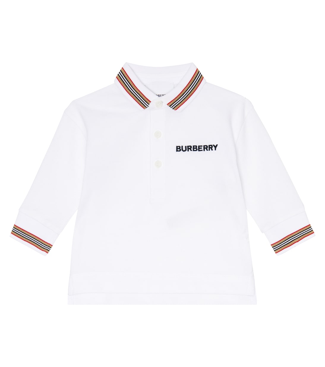 

Рубашка-поло из хлопкового пике с логотипом baby Burberry Kids, белый