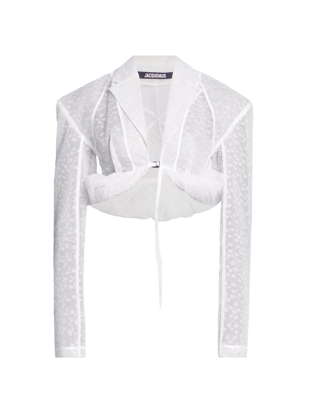 

Кружевная укороченная рубашка со сборками Jacquemus, белый