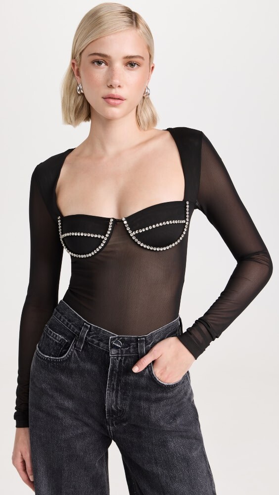

Боди BARDOT Carter Diamante Thong, черный