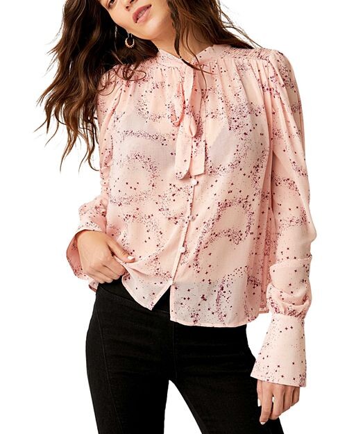 

Топ с принтом и завязками на шее Stars Align Free People, цвет Pink