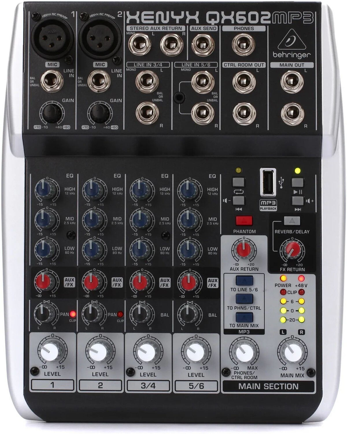 

Микшер Behringer Xenyx QX602MP3 с USB-воспроизведением MP3