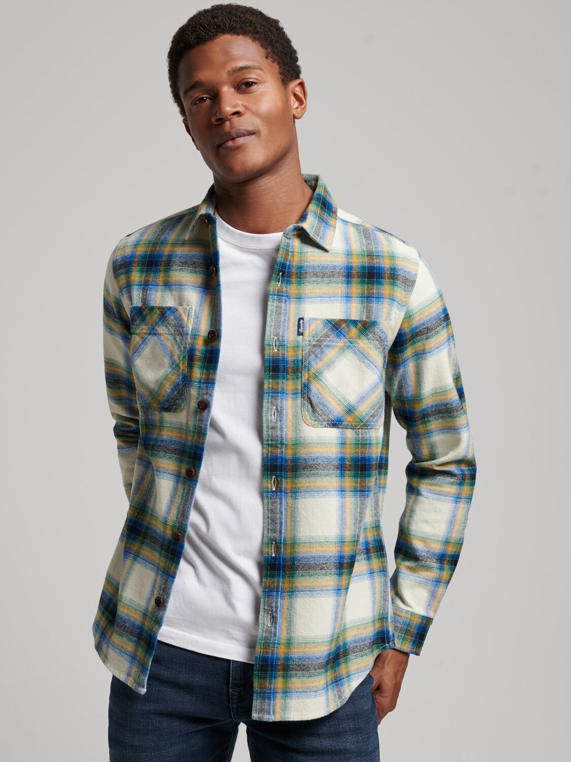 

Верхняя рубашка в клетку Superdry Vintage Check, зеленая клетка Friars