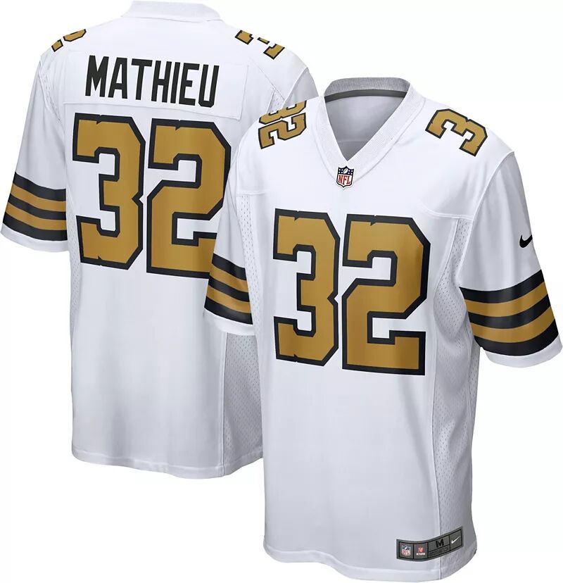 

Мужское джерси Nike New Orleans Saints Tyrann Mathieu #32 альтернативного белого цвета