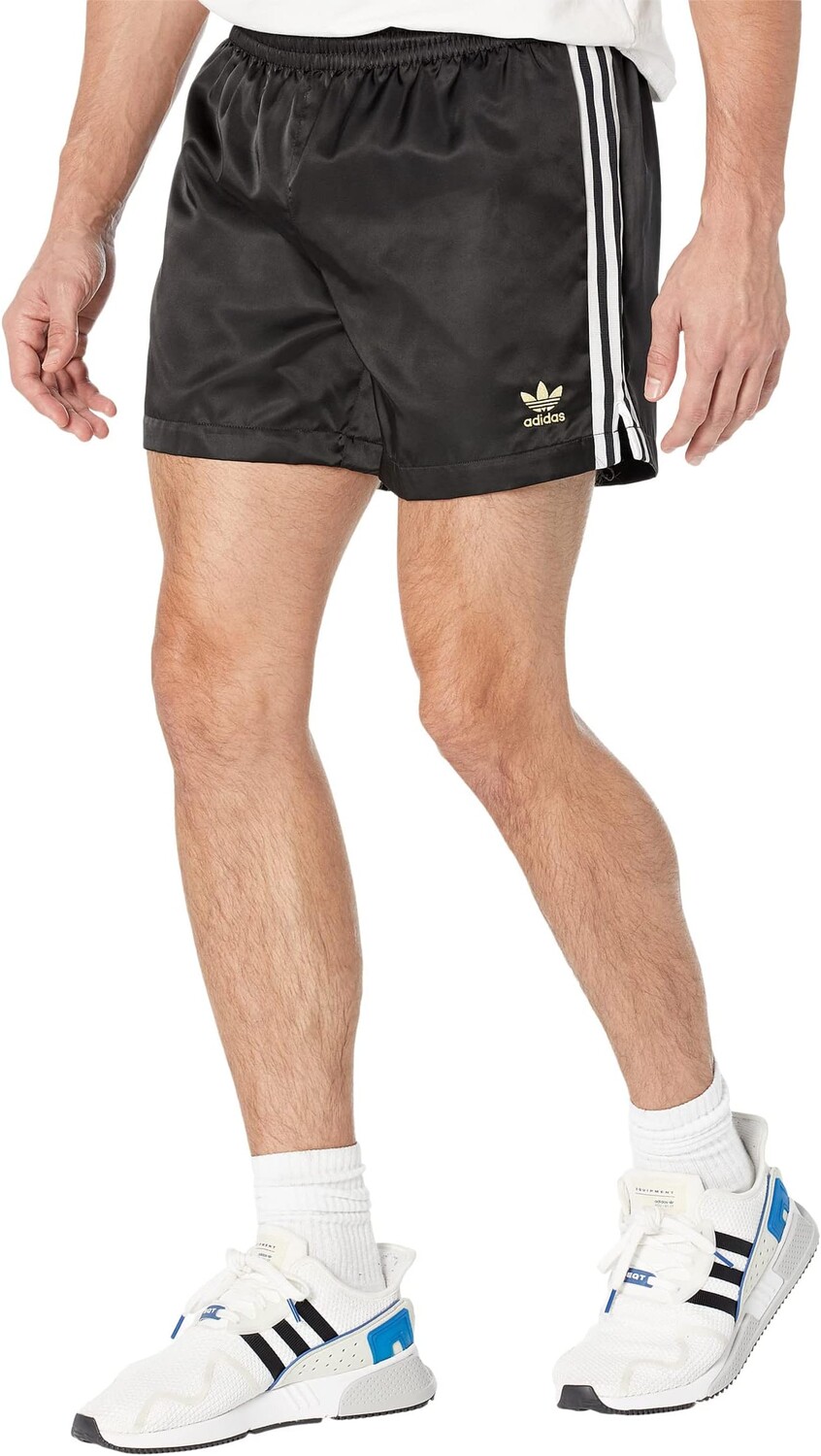 

Тканые шорты с 3 полосками adidas, цвет Black/Black/Gold Metallic