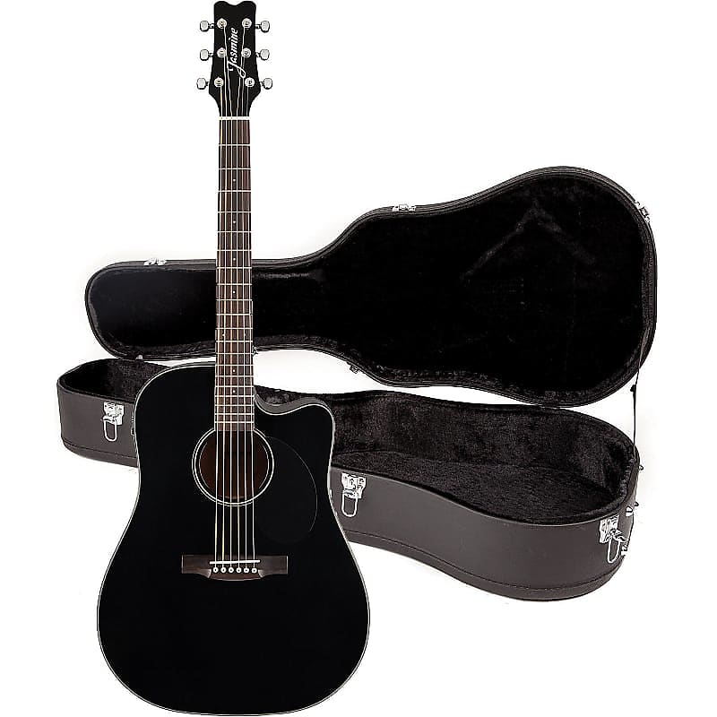 Акустическая гитара Jasmine JD39CE-BLK Dreadnought Cutaway Spruce Top 6-String Acoustic-Electric Guitar w/Hardshell Case