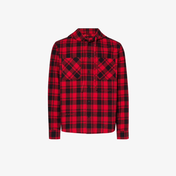 

Рубашка классического кроя с капюшоном и графическим принтом в клетку Off-White, черный