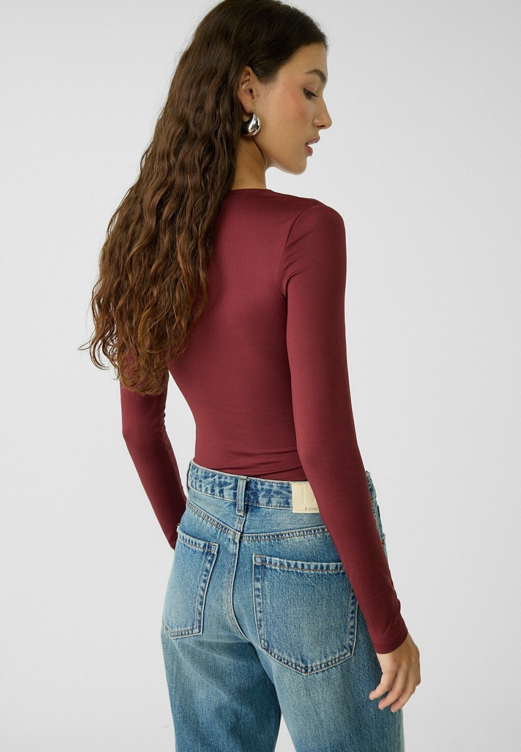 

Топ с длинными рукавами Stradivarius, Бордо