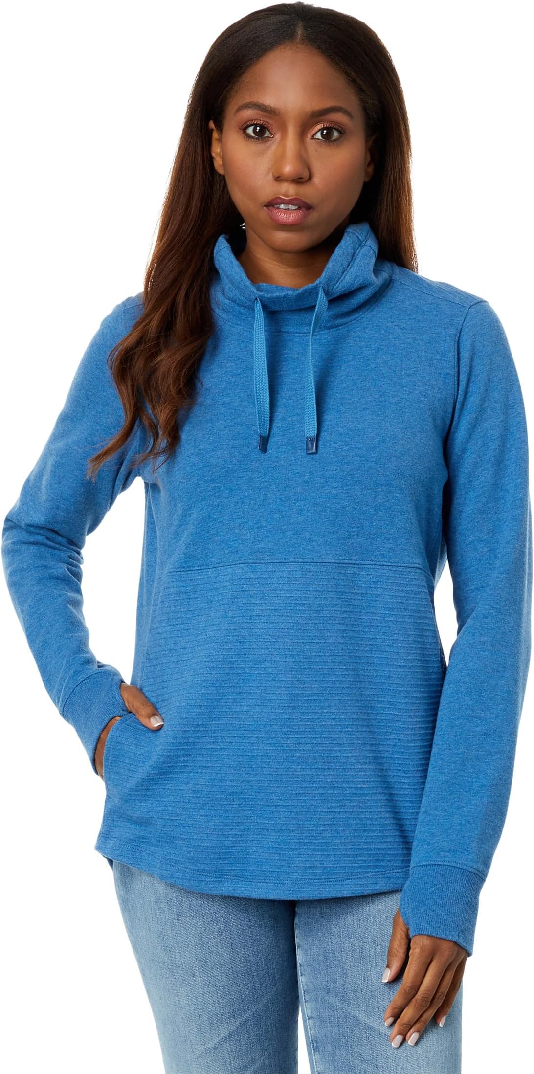 Уютный пуловер смешанной вязки Bean's L.L.Bean, цвет Marine Blue Heather