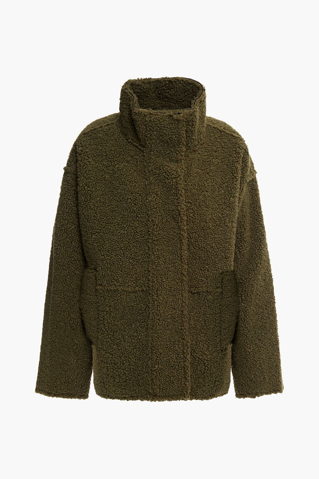 Куртка из искусственной овчины орехового цвета STAND STUDIO, зеленый куртка stand studio icon leather темно зеленый