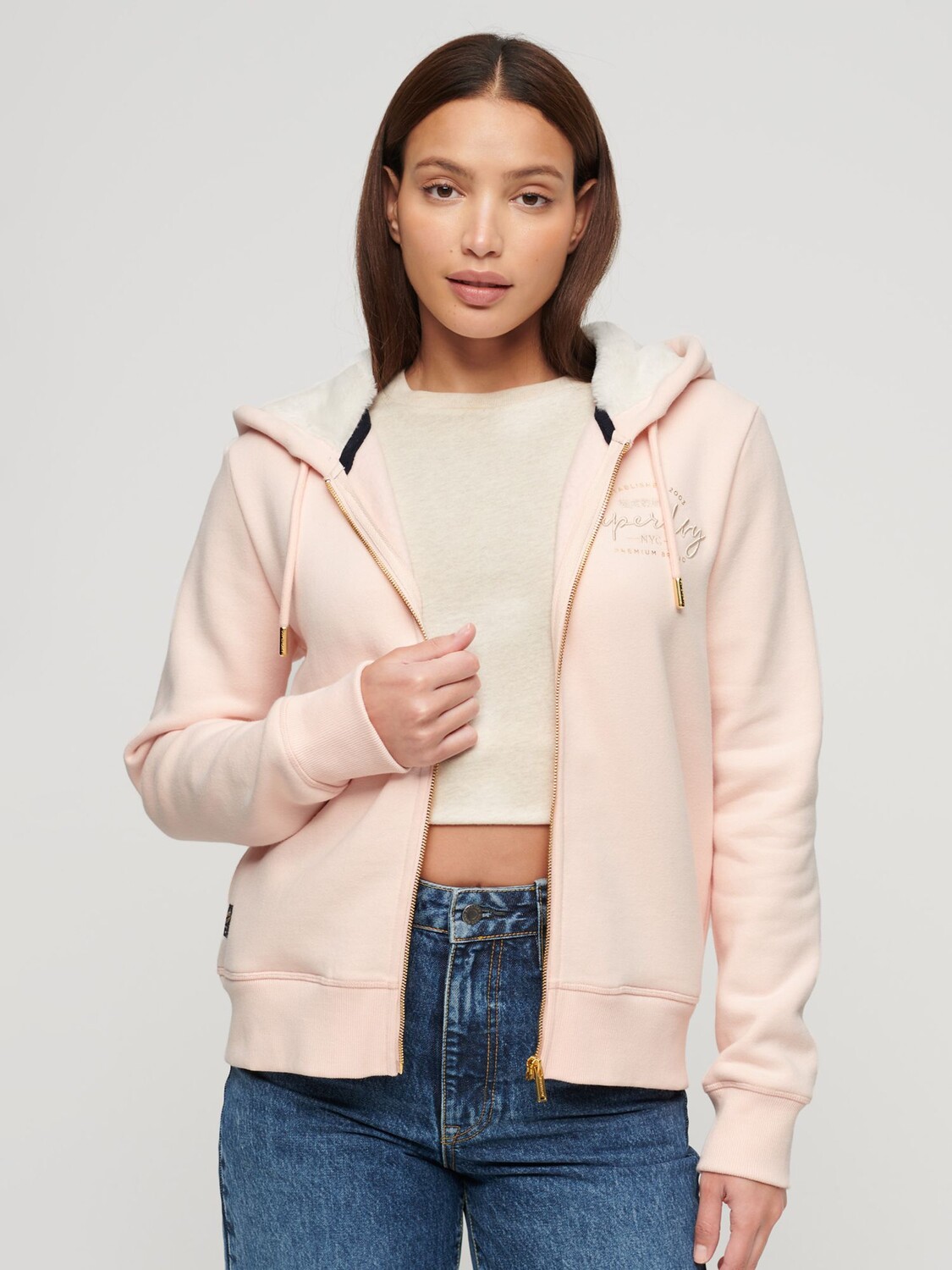 

Толстовка на молнии с логотипом Luxe Metallic Superdry, яркие румяна